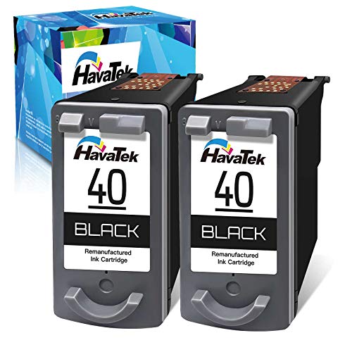 HavaTek Remanufactured Ink Cartridge Replacement for Canon 40 PG-40 (2 Black) to Use with Pixma MP470 MP160 IP2600 MP210 MP190 IP1800 IP1600 MX300 MP450 MX310 MP460 MP170 (2-Pack)
