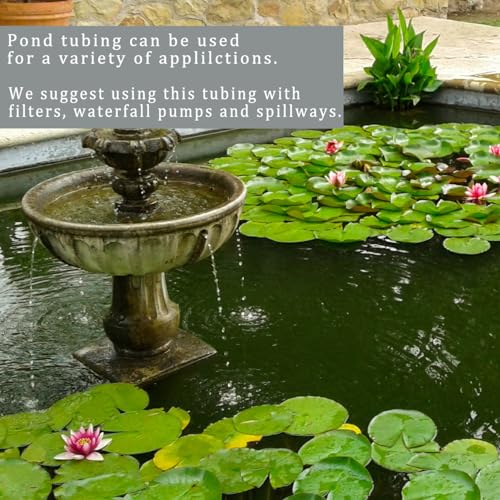 Image of Pond Tubing ID 3 /4 inch x 20ft Black Corrugated Flexible Pump Hose | Reinforced Water Suction Drain Tube Pipe for Waterfall Pond Filter Fountain Garden, Non-toxic Kinkproof