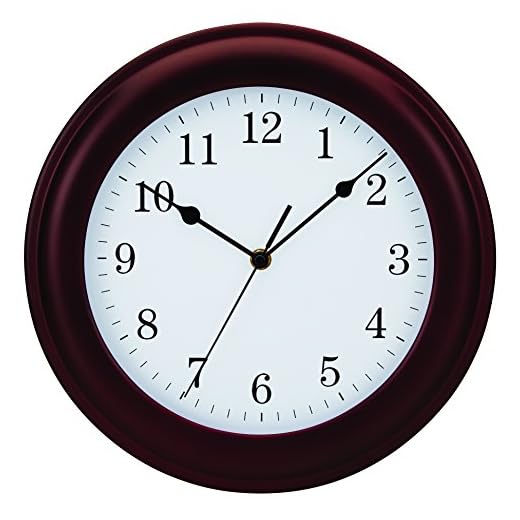 Tempus Traditional Wood Wall Clock, 12", Mahogany