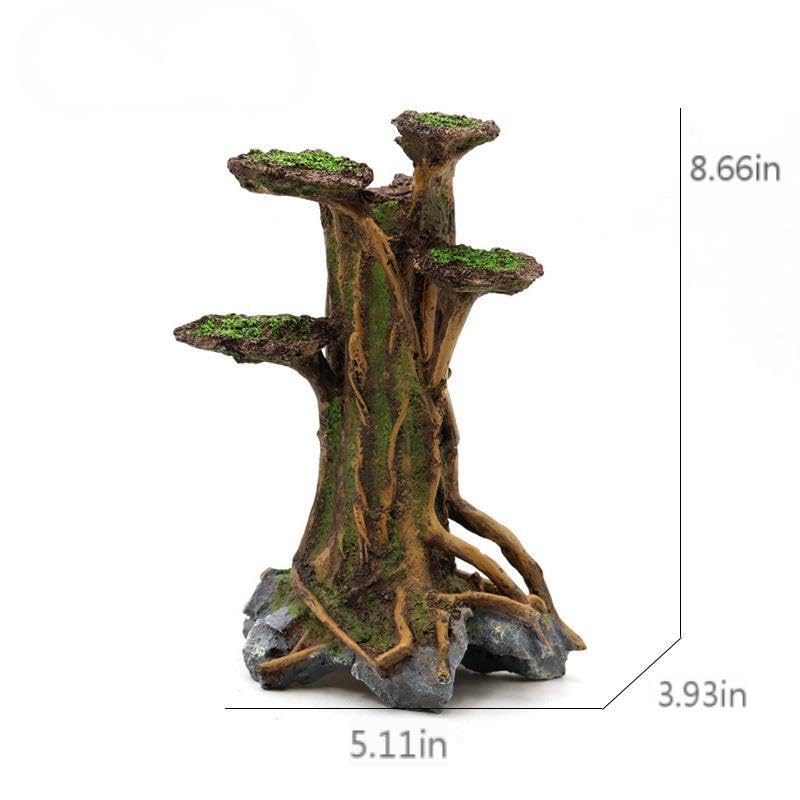 Decoración de árbol de Acuario, Rama de árbol Artificial de Resina con Musgo, Adorno para pecera, 8,66 x 5,11 x 3,93 Pulgadas
