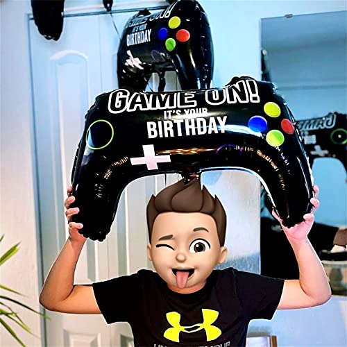 5 Pieces Video Game Party Balloons, Giant Video Game Controller Mylar Foil Balloons Game On Balloons For Kids Boys Fortnite Gaming Theme Birthday Party Video Game Baby Shower Decorations Supplies #TOP3