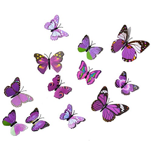 Sfit Papillon Magnet Frigo Aimant Stickers Muraux Scrapbooking Autocollant Mural Décoratif pour Chambre 1Set (Violet) Cover