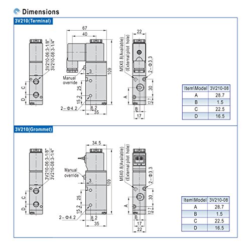Yxq 24Vdc 1/4Pt 2 Position 3 Way Pneumatic Solenoid Valve 3V210-08 Liquid Gas Controller 0.15 To 0.8Mpa #TOP3