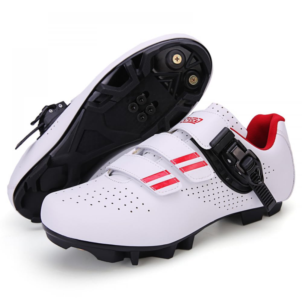Buty do roweru górskiego, męskie i damskie, oddychające, MTB, męskie, wygodne, antypoślizgowe, MTB, do użytku wewnątrz, na zewnątrz, buty do jazdy na rowerze, Biały 1, 40 EU