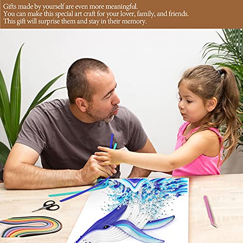 Uniquilling Quilling Kit Paper Quilling Kit For Adults Beginner, Handmade Diy Craft Quilling Paper Filigree Painting Kit Tools, Room Wall Art Decor Gifts , 16*20-Inch Whale (Basic) #TOP7