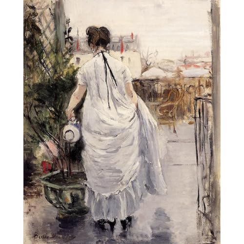 Affiche jeune femme arrosant un buisson pour habiller un grand mur vide avec une impression 1876