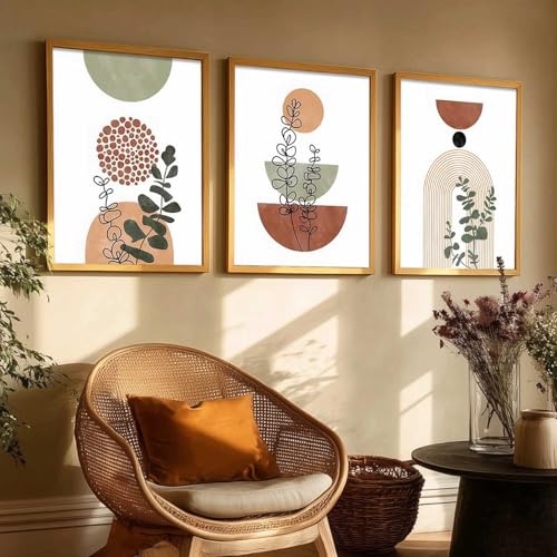 Image of kotart Boho Art Home Decoration Paintings With Frame For Living Room Bed Room Hotel Wall Decor Digital Reprint Set of 3 (13X17 inch)