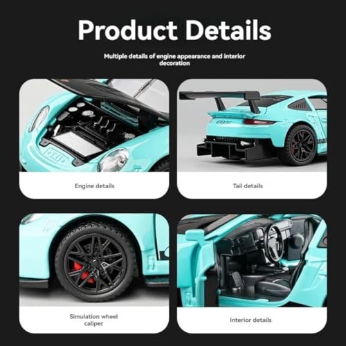 Image of Alokik Enterprise 1:32 Scale Poarsch GT3 RS Die-Cast Model Pull Back Action Metal Car with 4 Openable Door with Sound & Lights Best Gifts Toys for Kids【Black Color】