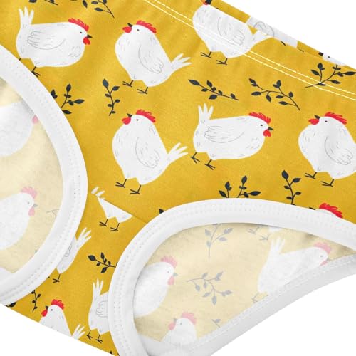 Joisal Cartoon Chickens Yellow Cute Panties Girl Toddler Underwear Floral Cotton Cartoon Kids Undies Briefs 2t4