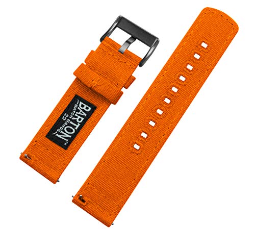 Image of 18mm Pumpkin - BARTON Canvas Quick Release Watch Band Straps with Gunmetal Grey Buckles - Choose Color & Width - 18mm, 20mm, or 22mm