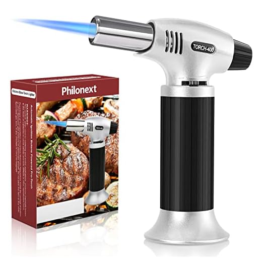 Philonext cocina soplete antorcha encendedor, cocina recargable antorcha butano culinario con cerradura de seguridad y llama ajustable para bricolaje, crema, brulée, repostería, postres, soldadura fue