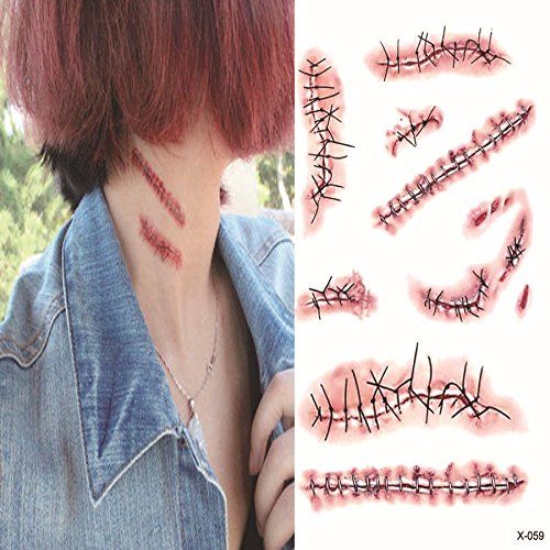 30 Fogli Di Tatuaggi Temporanei Horror Stay Real – Cicatrici E Ferite 3D, Impermeabili, Realistici Per Halloween, Cosplay Zombie E Trucco Da Spavento, Adatti Ad Adulti E Bambini - 3