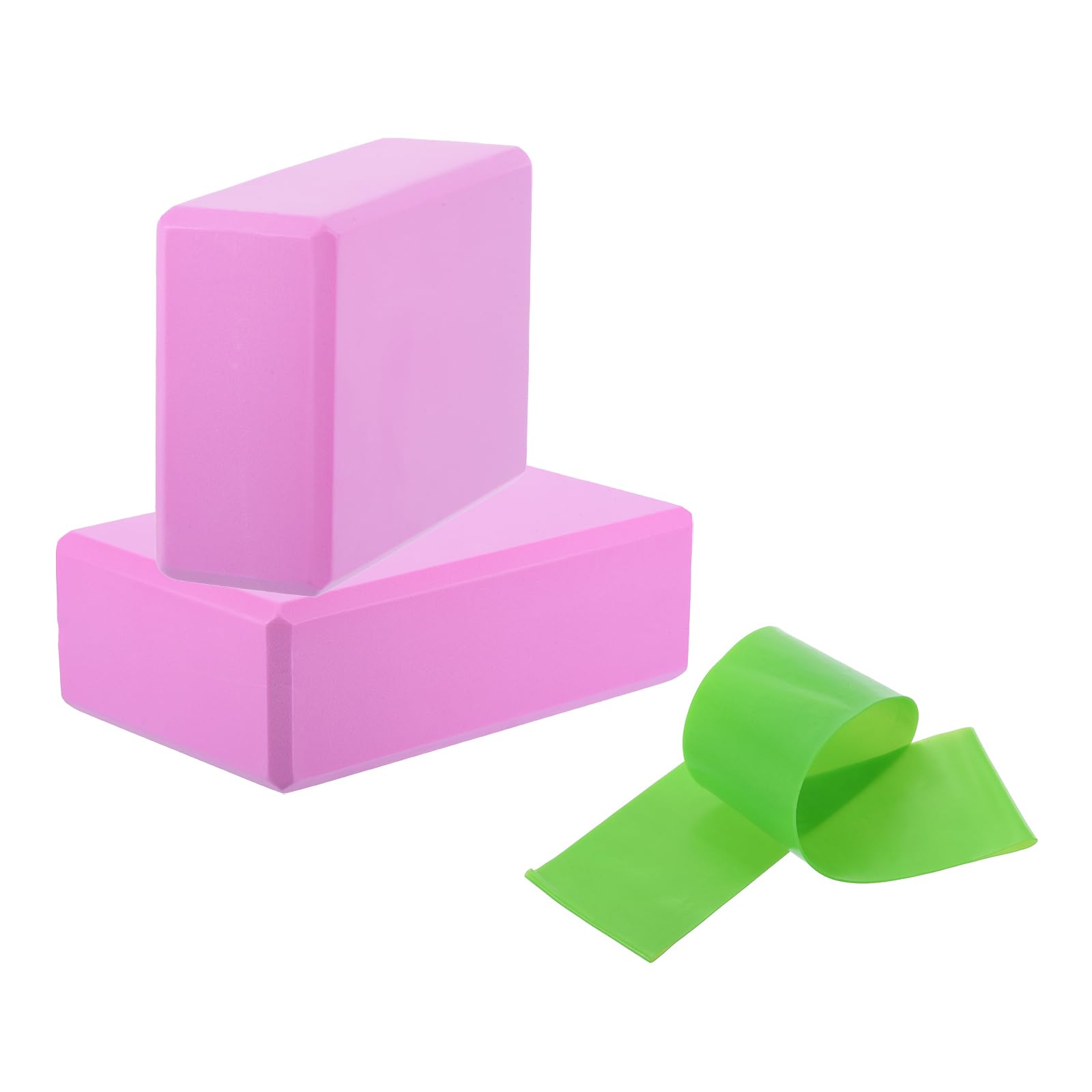 PATIKIL 2 Paquet Yoga Blocs & Résistance Bande Ensemble 9"x6"x3" Rose