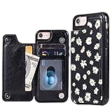 uCOLOR Flip Leather Wallet Case Card Holder for iPhone 6 7 8 SE 2nd SE 3 (2022) with Card Holder Kickstand - Marble Design Compatible with iPhone 6/8/7/SE 2nd/SE (2022) 4.7' (Daisy Floral)