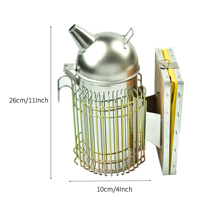 Domed Bee Smoker Stainless Steel Beehive Smoking with Heat Shield Beekeeping Equipment for Beekeeper 4x11" - Image 5
