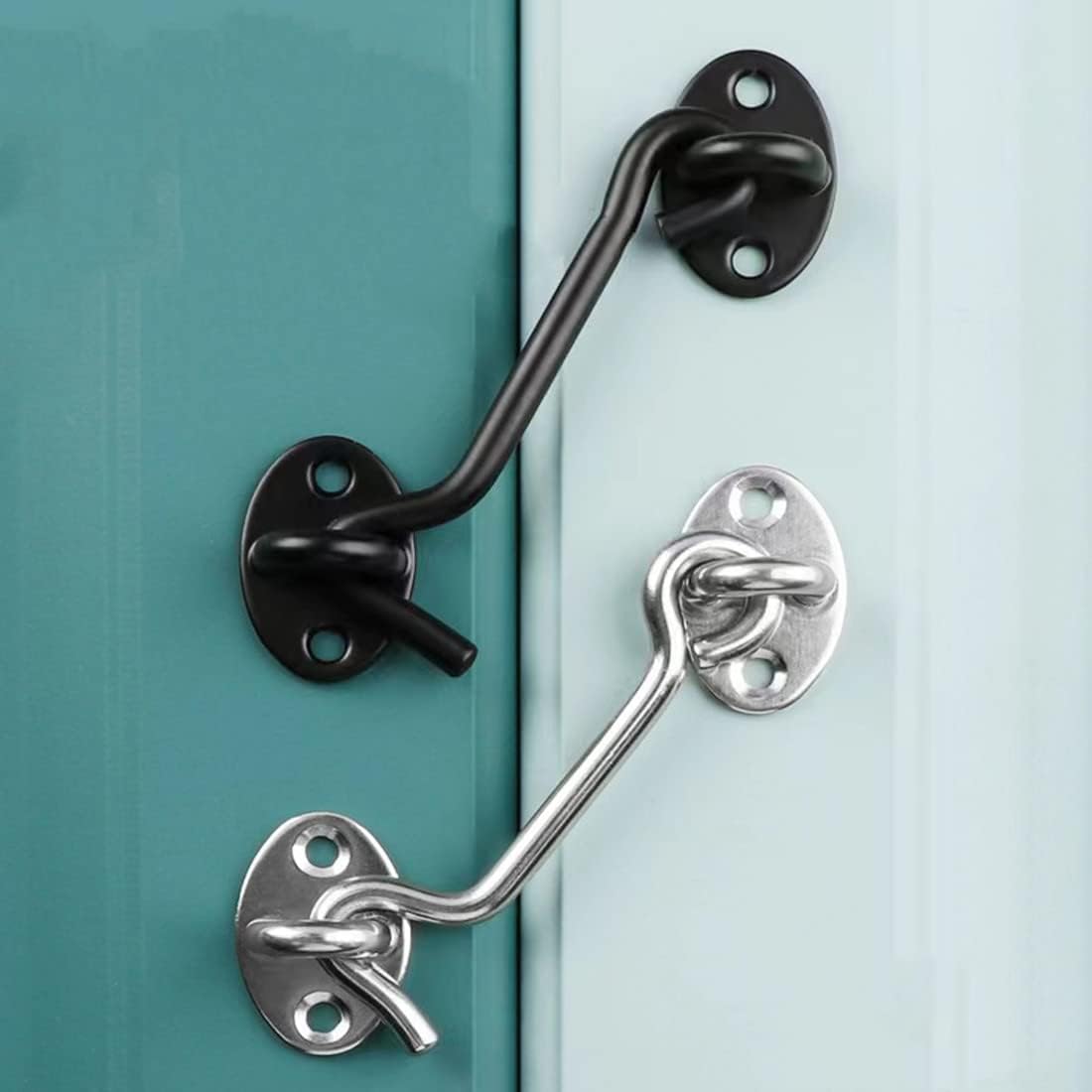 3'' Barn Door Lock Gate Latch, Sliding Door Lock Eye Hook Latch with Screws, Upgrade Heavy Stainless Steel Gate Latch (1 Pack)