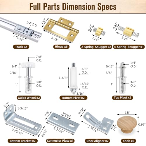 Kits de Herrajes para Puertas Plegables con 2 Rieles de 30 Pulgadas para Clóset | Compatible con Puertas de 60 Pulgadas, Kit de Reparación con Guía de Ensamblaje para Puertas de Clóset miniatura 4