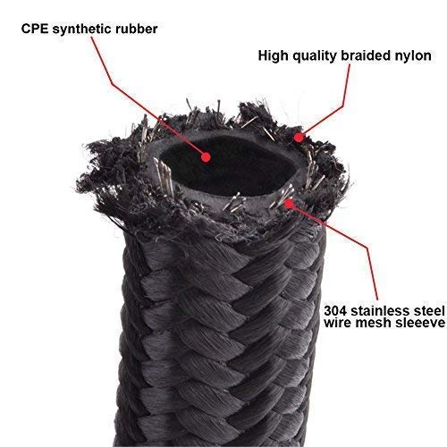 theBlueStone -4AN -6AN -8AN -10AN Braided Fuel Line Hose 20FT -6AN Nylon Braided for 3/8" Tube Size