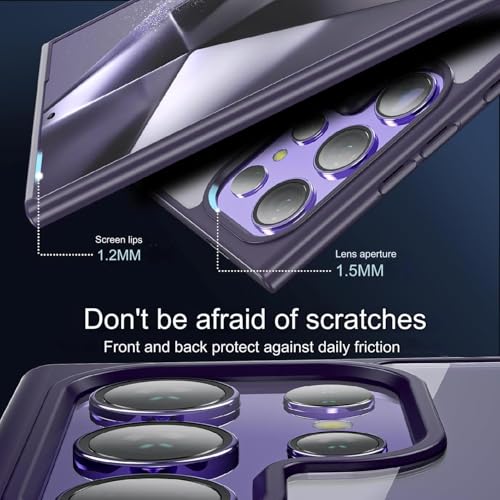 Image of DIZORO Samsung S24 Ultra Case,Compatible with Mag Safe, Non Yellow Military-Grade Drop Protection & Hard PC Back Cover Slim Transparent Anti-Scratch Shockproof Phone Case Deep Purple