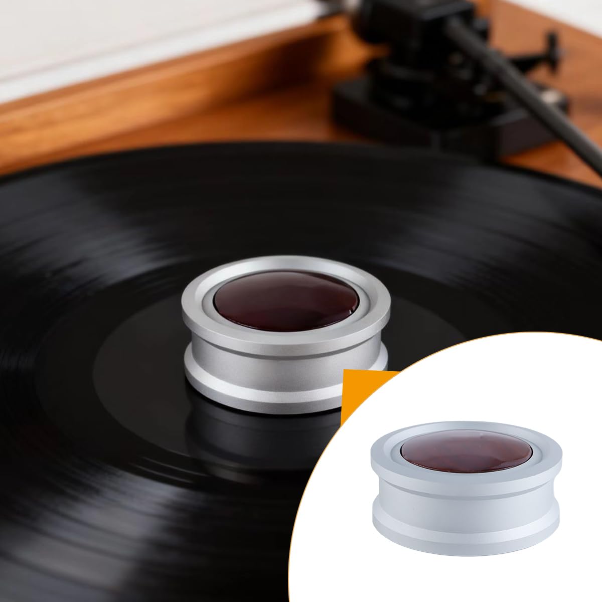 Estabilizador de peso para discos de vinilo LP, de aluminio y madera roja, con amortiguación de vibraciones (RT290, blanco)