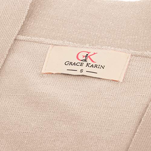 Grace Karin Women's Ribbed Sleeve Cardigan Open Front Sweaters Shrug Short Flare Bolero Jacket (Khaki,Xxxl) #TOP5