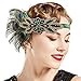 Produktbild ArtiDeco 1920s Stirnband Damen Haarreif Gatsby Kostüm Accessoires 20er Jahre Flapper Haarband (Stil2 - Schwarz Pfau)