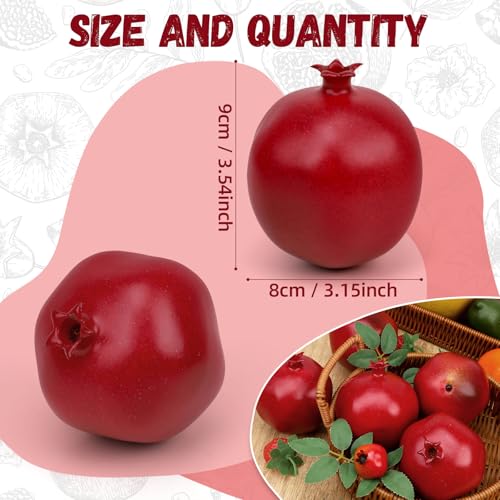 Gresorth 6 Pcs Lifelike Artificial Pomegranet Decoration Fake Pomegranate Fruit Home Party Kitchen Festival Show