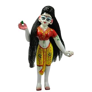 The KANHA Store Long Hair for Radha Rani – Durga MAA Open Black Microfiber Long Hair | Soft Open Hair for Female Idols | Brij Sugandha (11 INCH)