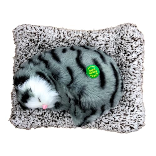 Image of Cute Sleeping Cat Soft Toy, Grey, Medium