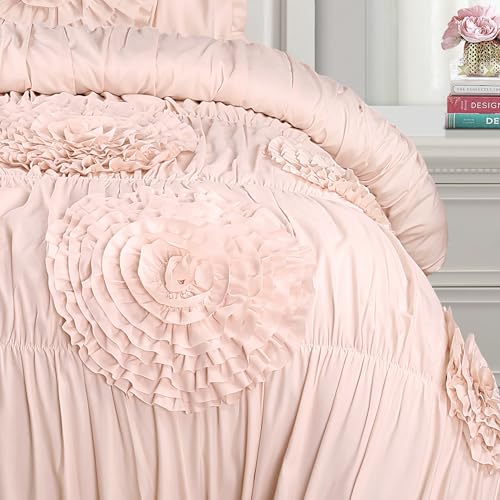 Image of Lush Decor Serena Comforter Set, 2 Piece Set, Twin XL, Blush - Pink Bedding Set Twinxl - Cute Comforter Twin XL Size - Coquette Dorm Decor