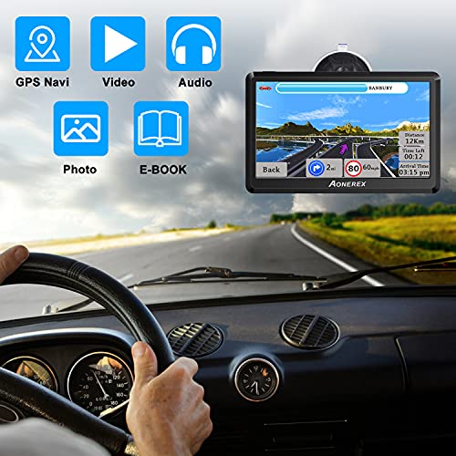 Navigation für Auto, Aonerex 7 Zoll Touchscreen GPS Navi für LKW PKW KFZ 8 GB Navigationsgerät mit 2022 UK Europa Karte… - Image 5
