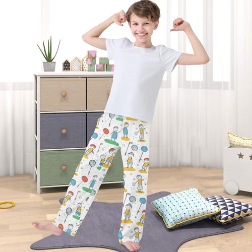 Boy's Pants Golf Sports Jogger Pants Elastic Waist Long Bottoms Trousers with Pockets 6-14 Years4