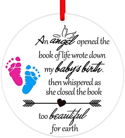 FaCraft Baby Christmas in Heaven Ornament,3" Memorial Ornaments for Loss of Loved One Kids,Footprint Baby's Angel Birth Christmas in Heaven,in Loving Memory of Baby Angel Ornament