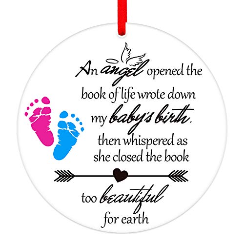 Facraft Baby Christmas In Heaven Ornament,3" Memorial Ornaments For Loss Of Loved One Kids,Footprint Baby's Angel Birth Christmas In Heaven,In Loving Memory Of Baby Angel Ornament #TOP1