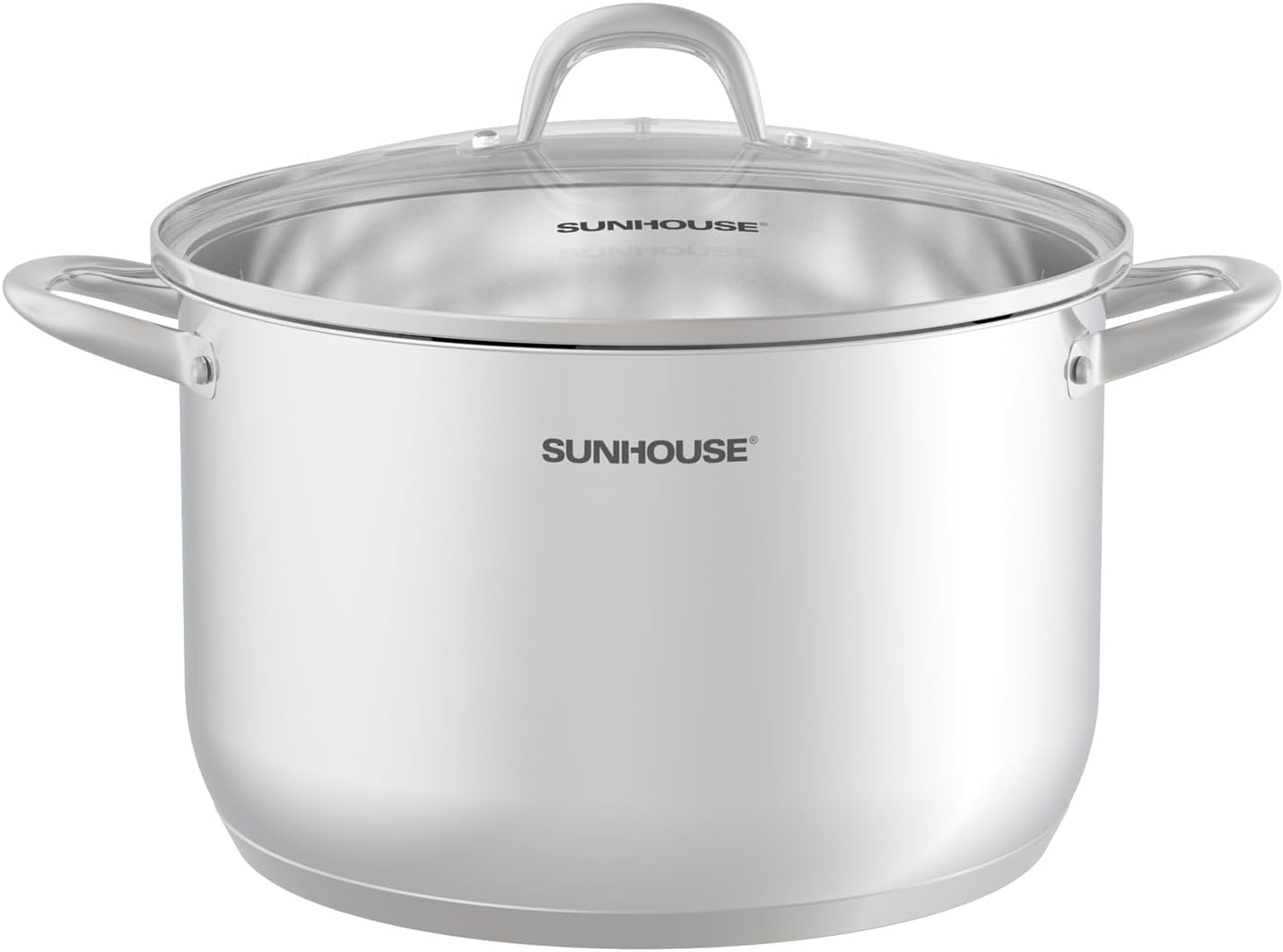 SUNHOUSE Stainless Steel Stock Pot - 13 Quart Heavy-Duty Induction Cooking Pot with Visible Lid for Pasta, Soup, Spaghetti - Nonstick Thick-Bottom Deep Stockpot for Canning, Boiling, and Simmering