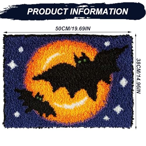 Kit de gancho de pestillo Bemonew de murciélagos para alfombra DIY de Halloween, 50x38 cm 5