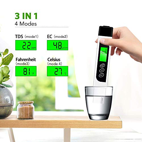 Digital TDS Meter, Hofun 3 in 1 TDS, EC & Temperature Meter, Accurate & Reliable PPM Meter, Water Testing kits for Drinking Water Quality, Tap, Well, Swimming Pool, Aquarium, RO/DI System, Hydroponics - Image 2