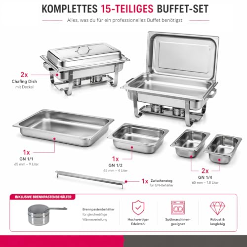 Foto von ZORRO Chafing Dish Starter Set Inkl. Behälter | 15-Teilig | 590x357x292mm