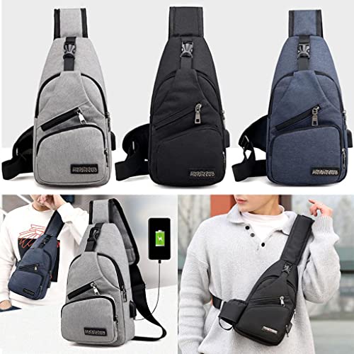 Baoblaze Moda Sling Bag Porta de Carregamento USB Anti Theft - Azul escuro