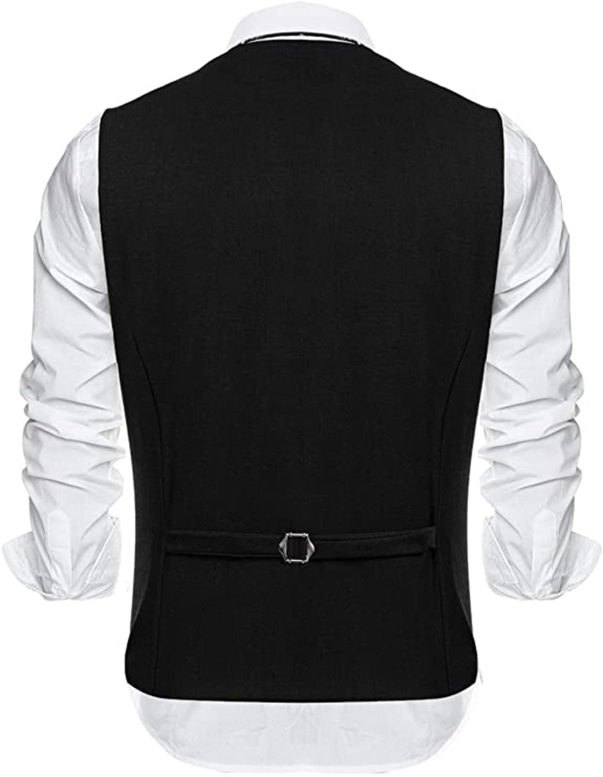 Gilet Abito Formale Uomo - Uomini A Strati Plaid V Neck Suit Vest Classic Single Breasted Sleeveless Waistcoat Wedding Party Plus Size Clothing, Nero, M