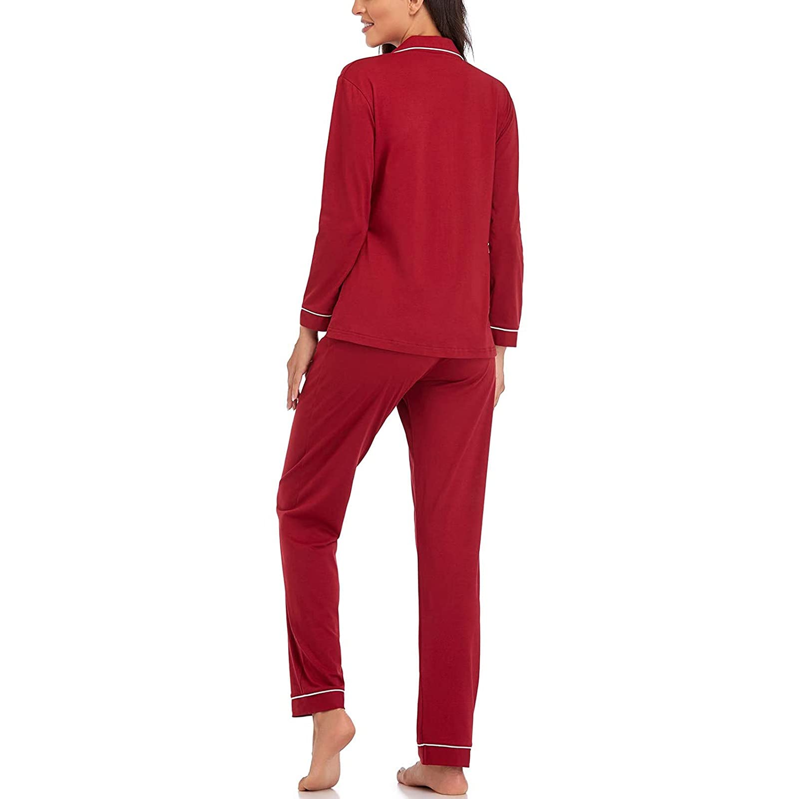 Set da A Maniche Lunghe in Cotone con Bottoni Donna. di Pantaloni Slim per La Casa Camicia Notte Allattamento Manica Lunga Pigiama Donna Estivo Curvy Pigiami Estivi Taglie Forti Mamma