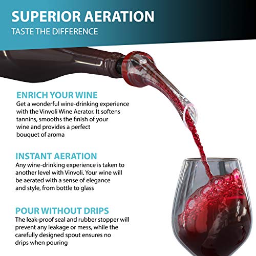 VINVOLI Wine Aerator - New 2021 Luxury Wine Air Aerator - Wine Pourer Wine Pour Spout - Wine Aerators Pourer - Red Wine Decanter with Aerator - Aerator Wine Pourers Pour Spouts - Wine Aerator Pourer