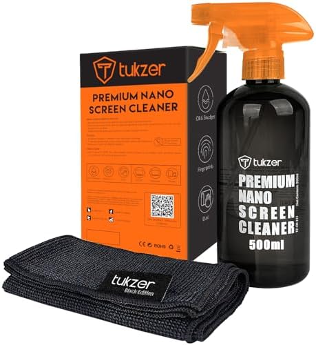 Tukzer 2-in-1 Professional Screen Cleaning Kit (500ML) for Camera, Lens, Binocular, Laptop, TV, Monitor, Smartphone, Tablet (Includes: Anti-Static Cleaning Liquid 500ml, Plush Microfiber Cloth)