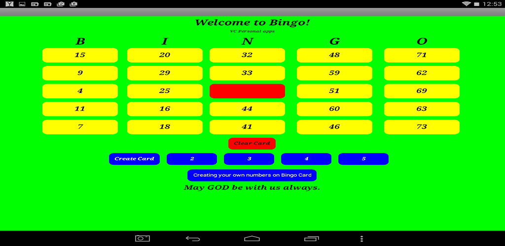 Bingo Cards App on Amazon Appstore