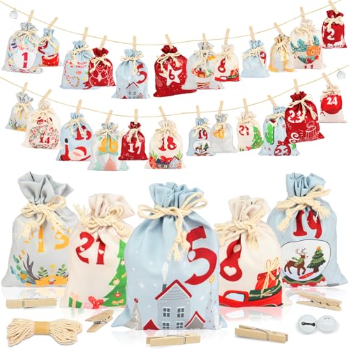 Roselee Adventskalender Stoff zum Befüllen 24 Stück eu 0015