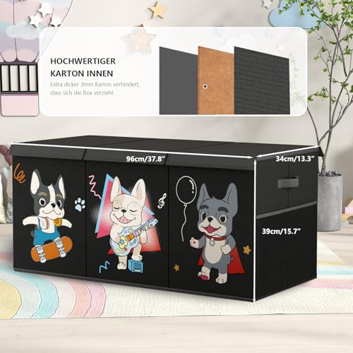 VERONLY Aufbewahrungsbox Kisten Aufbewahrung mit Deckel Kinder - Spielzeugkiste Groß 128L Faltbar Spielzeug Aufbewahrung mit Griffen für Kinderzimmer Kleidung Bücher Schlafzimmer(96x34x39cm)