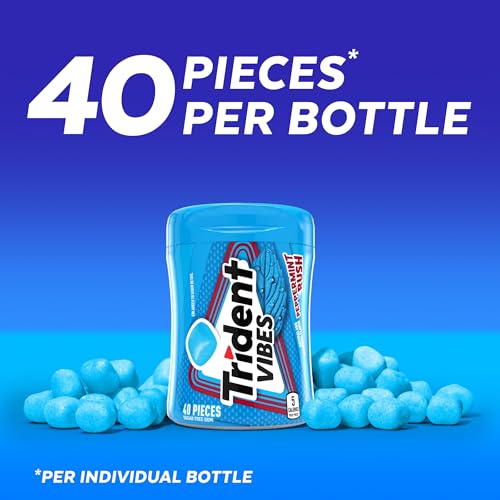 Image of Trident Vibes Sugar Free Chewing Gum, Peppermint Rush Gum, Regular Size, 40 Piece Bottle