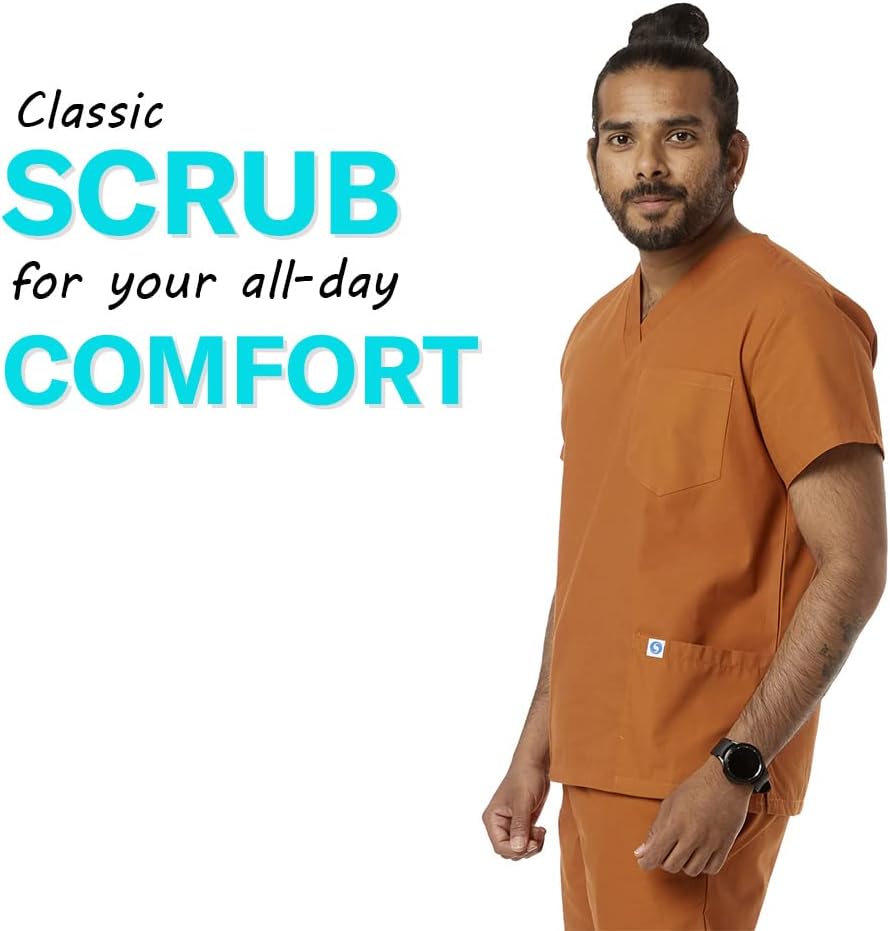 SPECTRUM UNIFORMS Scrub Tops Medical Tunic Tops Unisex V-Neck Yoga Medical Professionals, Hospital and Lab Workwear Pack of 2