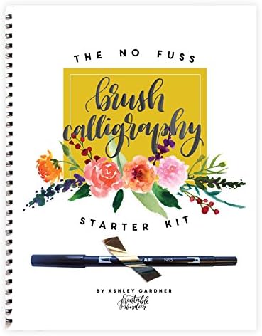 No Fuss Brush Calligraphy Starter Kit, Learn Calligraphy for Beginners and Step by Step Instructions, Calligraphy Pen Included, Learn Modern Hand Lettering, Modern Calligraphy Techniques
