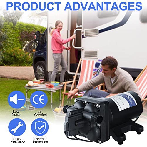 Tdrsuper Water Pressure Booster Pump, 110V Ac Water Diaphragm Pump, 5.5Gpm 75Psi With Power Plug, Self Priming Rv Water Pump For Home Kitchen Bathroom Rv Marine Yacht Garden Hose Black thumb #3
